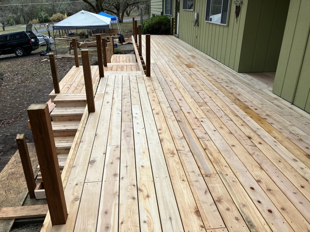 Large cedar deck in progress
